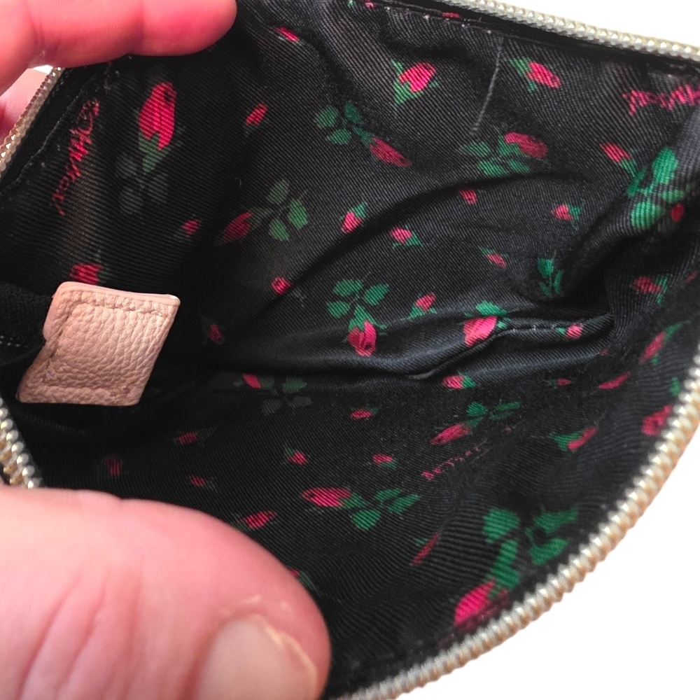 Betsey Johnson Black Heart Quilted Cosmetic Bag Pink Trim Makeup Pouch Travel - Picture 5 of 5